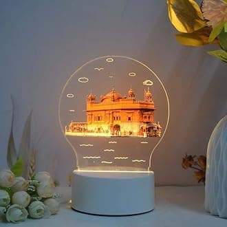 Beautiful 3D Golden Temple Frame with Soft White Light. UV Printed LED Night Light for Sikhs, Punjabi, Indian Community. Bedside Table lamp and Décor for Living Rooms. (Golden Temple)