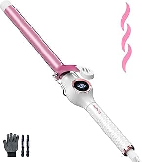 Ceramic Curling Iron, 3/4 Inch Barrel, Digital Temp Control, Fast Heat Up, 7 Adjustable Temperatures, 60 Min Auto Shut Off