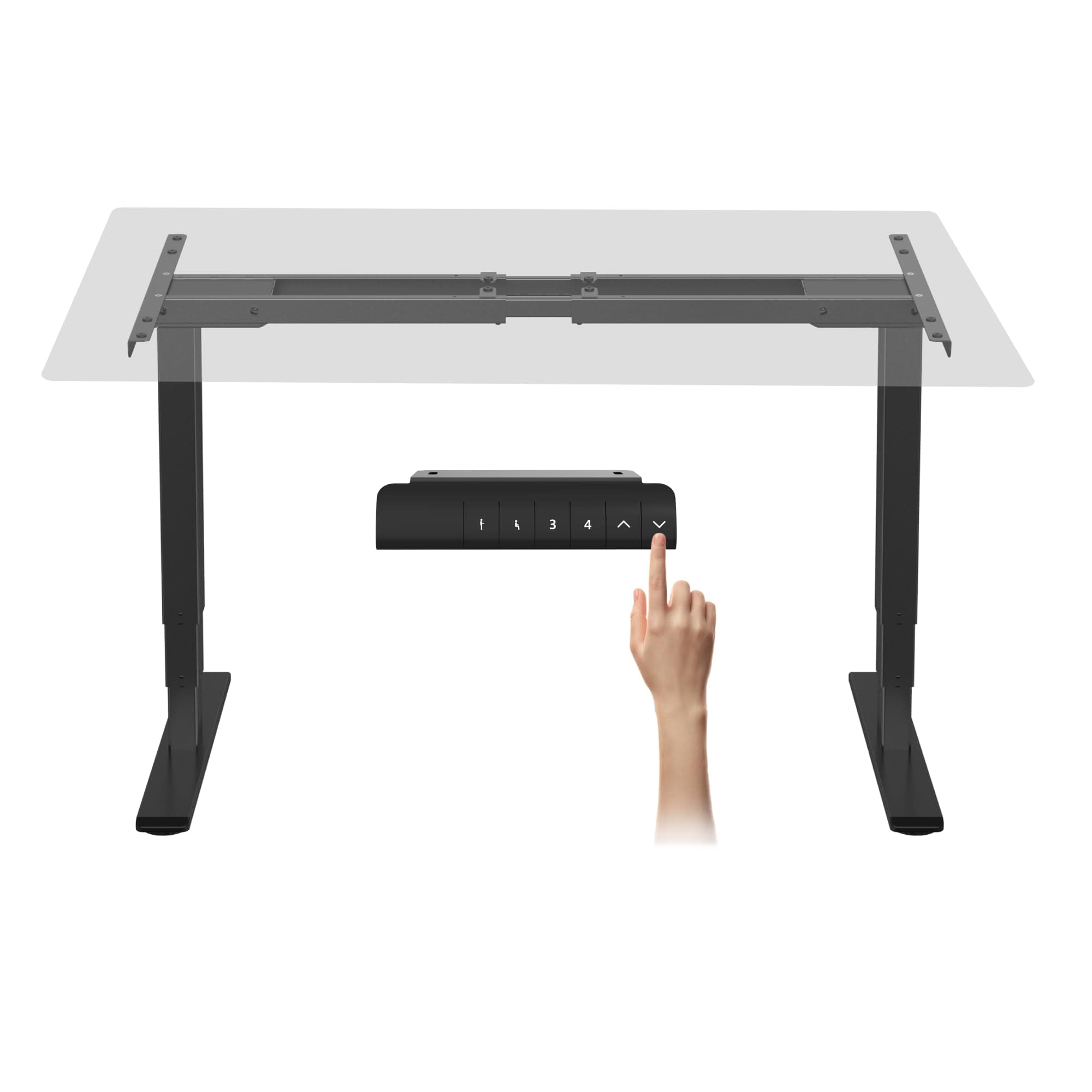 E6 Dual Motor Standing Desk Frame 3 Stages Electric Height Adjustable Stand Up Desk Frame Only ((Black)