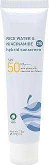 Lucc1n 2% Niacinamide & Rice Water Sunscreen SPF 50 PA+++ | for Oily, Dry & Combination Skin | UVA/UVB Protection | Reduces Tan & Brightens Skin | No White Cast & Non-Sticky | for Women & Men | 15g