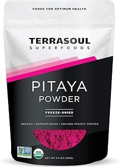 Terrasoul Superfoods Organic Freeze-Dried Pitaya Powder (Dragonfruit), 3.5 Oz - Vibrant Color | Antioxidants | Vitamin C