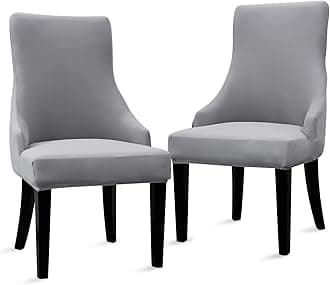 Liykimt Stretch Wingback Side Chair Slipcover-Accent Chair Cover Slipcover with Arm,Washable Upholstered Arm Dining Chair with Nailed Trim Protector for Dining Living Room Set of 2,Light Gray