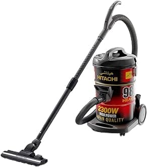 HITACHI Drum Vacuum Cleaner 2300 Watts, 23L Tank Dust Capacity, Aero Power Brush to Clean Efficiently, Metal Pipe Dusting Brush & Crevice Nozzle, Washable Filter, Best for Home & Office, CV980TJBKRGAE