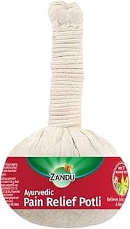 Zandu Ayurvedic Pain Relief Potli | 100% Ayurvedic Manual Massager Potli | 17 Herbs to Soothe Pain, Knee, Back, Legs | Reduces Joint & Muscular Pain | Improves Blood Circulation for Men & Women | 180g