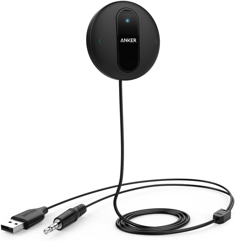 Anker SoundSync Drive Bluetooth 4.0 Handsfree Car Receiver, Wireless Telephone Call and Music Streaming, with built in Microphone, Echo and Noise Reduction, Multi Point Access, 3.5 mm Aux Cable