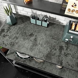 VaryPaper Large Size 32''x354'' Industrial Concrete Peel and Stick Wallpaper Modern Dark Grey Concrete Look Contact Paper Self Adhesive Cement Wall Mural for Bedroom Bathroom Kitchen Countertops Table