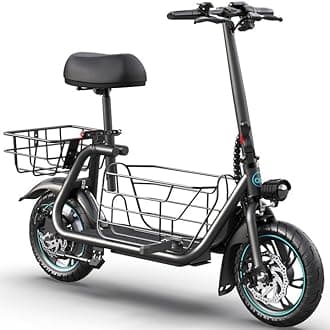 C1S Electric Scooter with Seat for Adults - 550W Motor, Pet Basket, 19 MPH Top Speed, 20 Miles Range, 12" Pneumatic Tires, Foldable Commuting Scooter, Jet Black