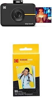 KODAKStep Touch Instant Camera with 3.5 Inch LCD Touchscreen Display (Black) Bluetooth Printer with ZINK Technology, 1080p HD Video, 10x Zoom & KODAK App + Kodak Zink Photo Paper - Pack of 50