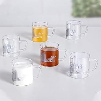 Borosil Vision Tea n Coffee Classic Mug Set of 6 Pcs 190 ml | Borosillicate Glass, Microwave Safe, Scratch Resistance, Lightweight | for Chai, Green Tea, Milk (Roma)