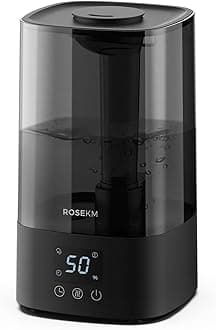 Automatic Humidifiers for Bedroom Large Room, 4.5L Cool Mist Humidifier for Home & Plant with Timer & Humidity Sensor, Last Up to 18H on High Setting, Auto Shut-Off, 360° Nozzle (Black)
