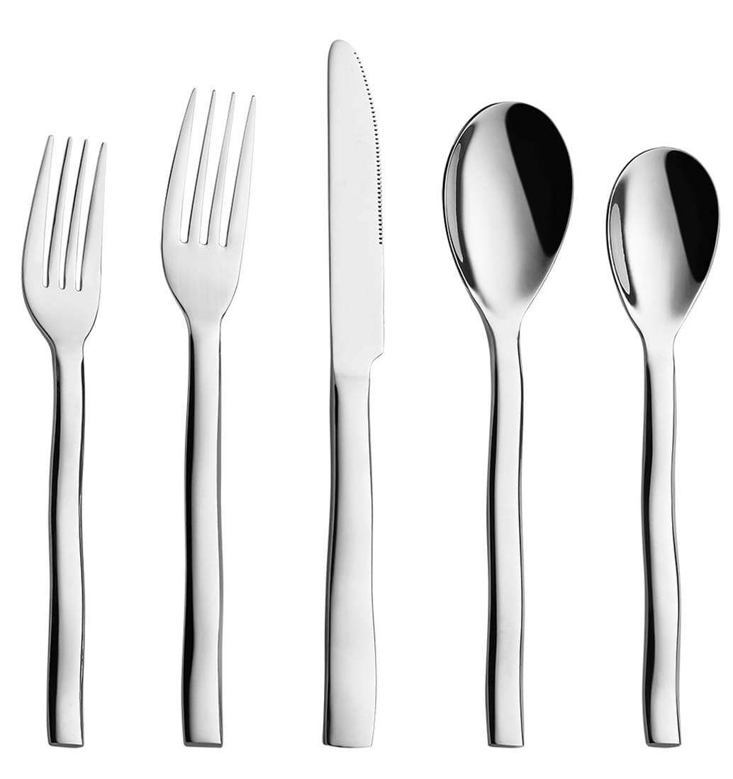 20-Piece Flatware Silverware Set, Wavy Heavy Cutlery, 18/10 Stainless Steel Hammered Design Utensil Set Include Knife/Fork/Spoon, Mirror Polished Set of Utensils, Dishwasher Safe