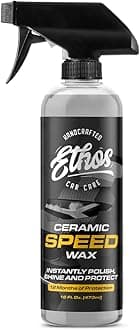 Ethos Ceramic Speed Wax – SiO2 Ceramic Coating Spray for Cars – Hydrophobic Car Wax Spray Top Coat Polish – High Gloss Shine, Ceramic Spray Wax – 12+ Month Protection
