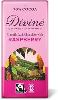 DIVINE CHOCOLATE Dark Chocolate 70% Raspberry, 90 GR