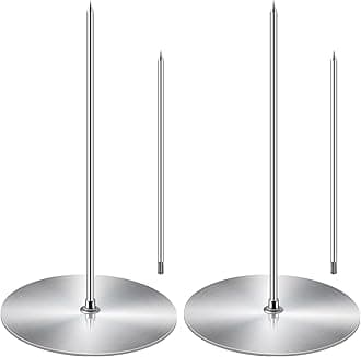 Vertical Skewer Grill - Stainless Removable Vertical Brazilian Barbecue Grilling Rack Meat Spit - Perfect for Steak, Whole Chickens, Whole Fish, Large Meat, 2Pack