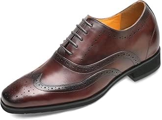CHAMARIPA Elevator Shoes for Men Invisible Height Increasing 7.5CM/2.95 Inches- Leather Height Increasing Formal Dress Shoes for Working, Dating & Party