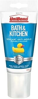 UniBond 2079321 Anti-Mould Sealant / White Silicone Sealant for Kitchen and Bathroom / 1 x 147 g Tube