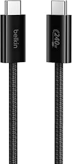 Belkin USB C to USB C Cable, 3.3ft, 240W - Type C Charger, iPhone Charger Cord, Soft, Braided, Flexible for iPhone 16, Galaxy S25, Pixel 9, MacBook, Chromebook, iPad Pro, Switch Steam Deck – Black