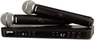 BLX288/SM58 Wireless Microphone System - 14-Hour Battery Life, 300 ft Range, UHF | Includes (2) SM58 Handheld Vocal Mics, Dual Channel Receiver | H11 Band (BLX288/SM58-H11)