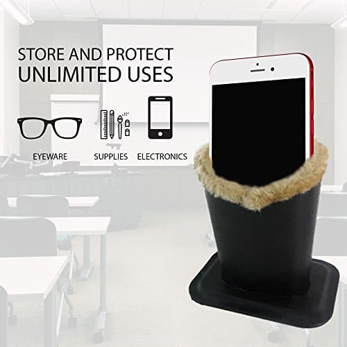 Smart Essentials 2 Pack Upright Eyeglasses Holder Stand Soft Plush Lining Case Rest for Desktop Car, Free, Black