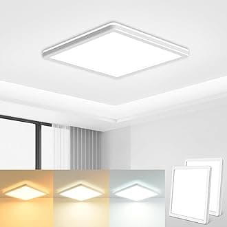 zemty 2 Pack 18CM LED Ceiling Light 3000K/4000K/6500K, 15W 1500LM Black Square Flush Bathroom Lights, Waterproof Ceiling Lighting for Bedroom Hallway Toilet