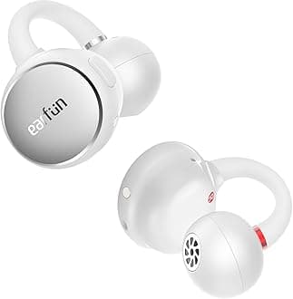 Clip Open Ear Earbuds, Wireless Clip On Headphones, Adaptive Comfort with Secure Fit, Bluetooth 6.0, LDAC, Hi-Res Audio, 2 Mics AI ENC Call, 40H Playtime, Earbuds for Sports, Running, White