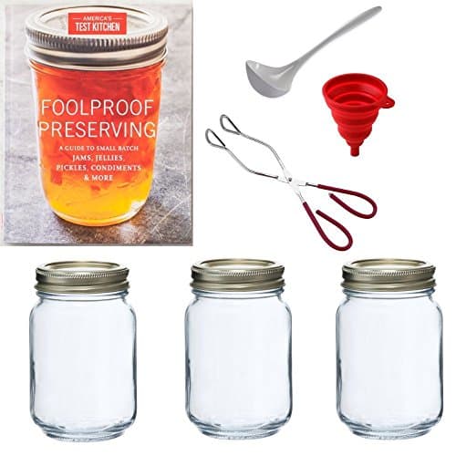 Canning Supplies Starter Kit, Includes Pickling Jar and Plastic Lids for Wide Mouth Mason Jars