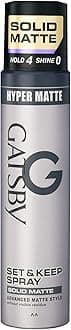 GATSBY Set & Keep Hair Spray - Solid Matte, 250ml - Strong Hold | Matte Finish | UV Protection | Non-Sticky Formula | Residue Free Styling | Long Lasting | Compact Size | Dermatologically Tested