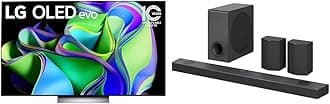 LGC3 Series 65-Inch Class OLED evo 4K Processor Smart Flat Screen TV for Gaming with Magic Remote AI-Powered OLED65C3PUA, 2023 Sound Bar with Surround Speakers S95QR, Black