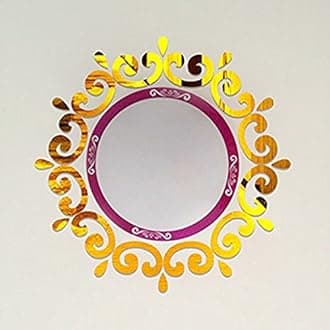 MEYA Top Ceiling Mirror Wall Sticker, 70x70cm DIY Decorative Frame (Gold)