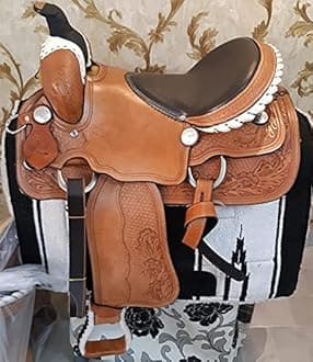 SUPREME SADDLERY Pony and Adult Leather Premium Classic Quality Handmade Horse Saddle Comfort Western Barrel Racing Trail Equestrian Horse Saddle Size 10" to 18" inches Seat MO2 (14.5 Inches Seat)