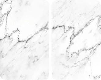 WENKO Protection plaque de cuisson, «Marbre», plaque de protection induction, gazinière, vitrocéramique, verre trempé, Lot de 2, 30x52 cm