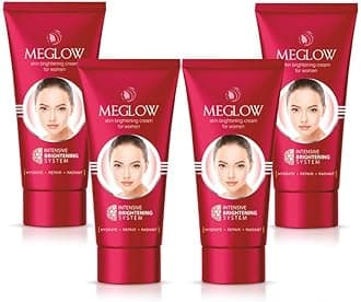 Meglow by Leeford | Skin Brightening Moisturizer Cream for Women| Hydrates, Repairs, Radiates | Reduces Dark Spots, Melanin, Melasma | Prevents Pigmentation | Evens Tone Pack of 4 (30g each)