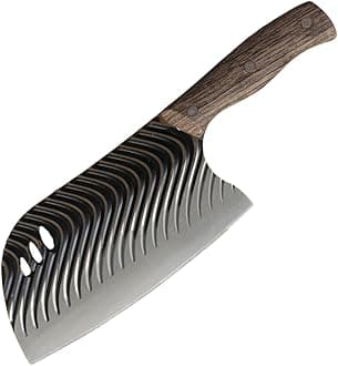 - Machado Stainless Steel Professional Wavy Pattern Serbian Full Tang Butcher Knife, Hand-Forged Precision, Ideal For Meat And Poultry