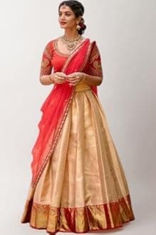 Women's Pure Pattu Silk Zari Weaving Lehenga Choli, Unstitched Lehenga Choli, Half Saree.