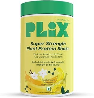 PLIX - THE PLANT FIX Strength Vegan Plant Protein Powder - 550 G (Vanilla) Pea Protein Isolate and Brown Rice Blend, 25 g Plant Protein, No Added Sugar, Gluten free