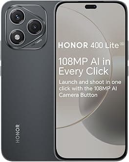 HONOR 400 Lite Unlocked 5G Android AI Smartphone, AI Camera Button,108MP Camera,8GB+256GB Storage,Water Resistance,Velvet Black (International Version)