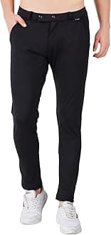 Mens 4 Way Lycra Strechable Slim Fit Formal Trousers & Pant Black