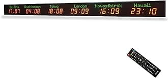 LED Wall Mounted World Clock with Remote Control,6 City Digital Time Zone Clock, Big Size Display, Suitable for Hotels, Enterprises, International Airports