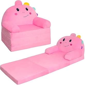 Kids Couch Fold Out, Velvet 2-in-1 Flip Open Couch for Toddlers 1-3, Comfy Toddler Chair for Reading and Napping, for Boys and Girls