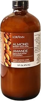 LorAnn Oils Almond Bakery Emulsion: True Essence, Ideal for Boosting Fruit Tones in Cakes, Cookies & Desserts, Gluten-Free, Keto-Friendly, Extract Substitute Essential for Your Kitchen, 16 Oz