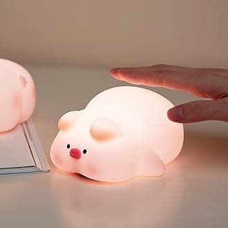 URAQT Pink Pig Kids Night Light, Portable LED Baby Night Light Kids Night Lamp, USB Chargeable Battery Silicone Baby Sleep Lights for Children Kids Baby Boy Girl Gifts Cute Room Decor Bedroom Decor