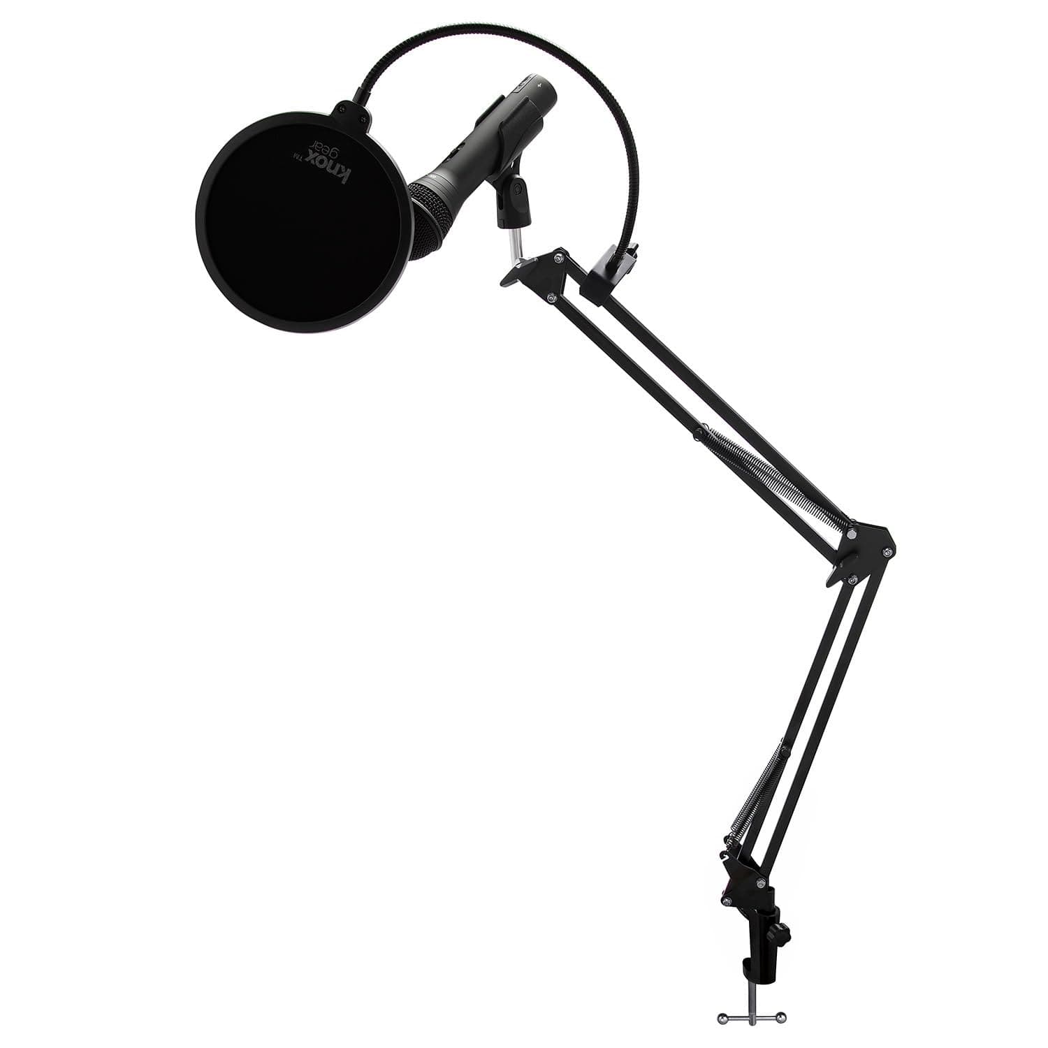 Q2U Black Handheld Dynamic USB Microphone with Knox Boom Arm and Pop Filter