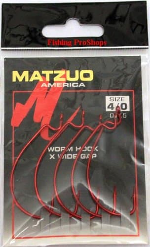 Matzuo 4/0 Red Chrome Worm Hooks X Wide Gap - 5 Pack