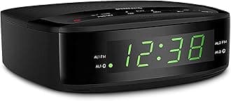 Digital Alarm Clock Radio for Bedroom with FM Radio, LED Display, Easy Snooze, Sleep Timer, Battery Backup (Batteries not Included)