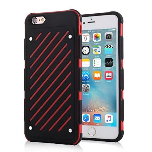 iPhone 6s Case,iPhone 6 Case,HAPPIGO Dual Layer Hybrid Sport Slim Protective Case for iphone 6&6s 4.7inch(Black/Red)