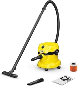 Wet and Dry Vacuum Cleaner WD 2 Plus, blowing function, power: 1000w, incl. cartridge filter, floor and crevice nozzle, Yellow, plastic container: 12 l, suction hose: 1.8 m