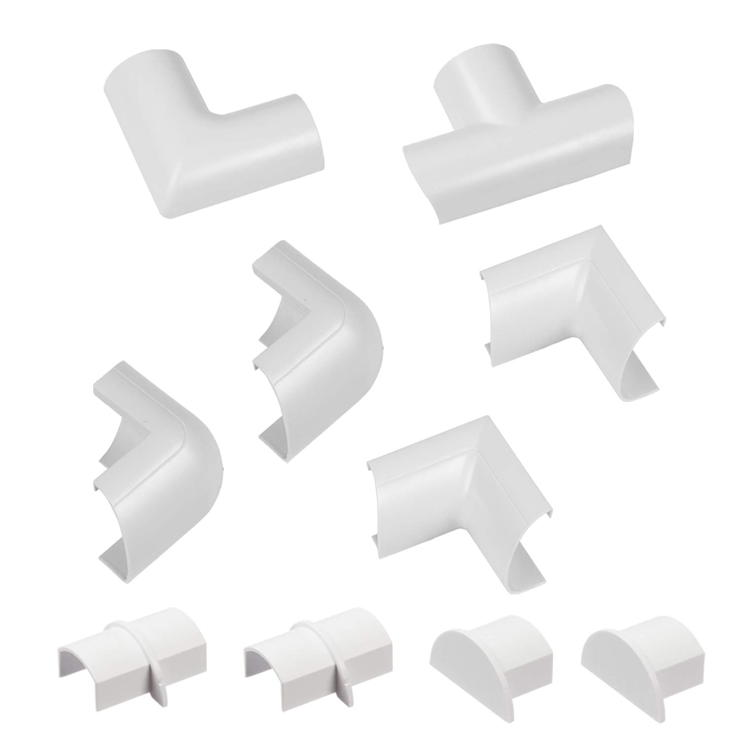 D-Line D-Line Mini Cable Raceway Clip-Over Accessories | Join Multiple Lengths of 3015 Cord Cover | 11 Piece Electrical Raceway Accessory Multipack - White
