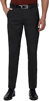 Peter England Men's Mid Rise Slim Fit Work Utility Pants