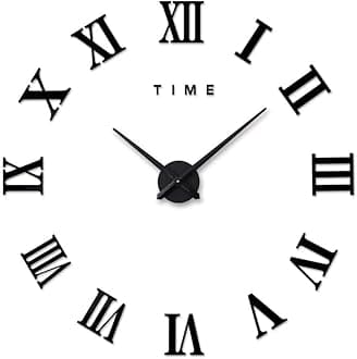 DIY Wall Clock Silent 3D Acrylic Sticker Roman Numbers Adhesive Modern Art Wall Clock Parts Kit Home Decorations for Office Living Room Bedroom