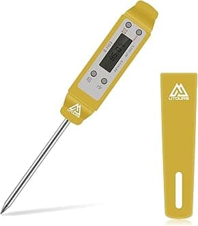 Digital Food Cooking Thermometer, 304 (18/10) Stainless Steel Thermometer Instant Read Meat Thermometer for BBQ Grill Smoker Milk and Water